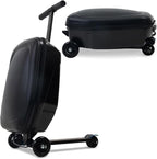 2-in-1 Ride-On Scooter Suitcase for Kids & Adults, 20” Foldable Hardshell Carry-On Luggage for Travel, Lightweight Kids Scooter Bag with Wheels