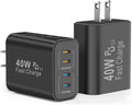 40W USB C Charger Block, 2-Pack, 4 USBC Ports, Type C Wall Plug USB-C Fast Charging, iPhone Charger Adapter Box Cube for iPhone 17,17 Pro, 17 Pro Max,16, 15, 14, 13, 12, Samsung Phone-Black
