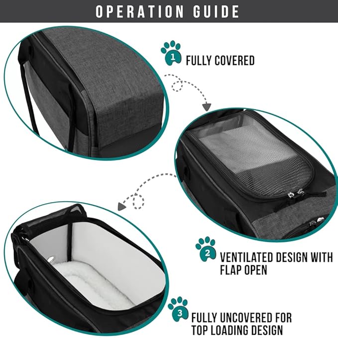 PetAmi Dog Purse Carrier for Small Dogs Cats, TSA Airline Approved Soft-Sided Pet Carrier with Pockets, Ventilated Travel Tote Bag with Bed & Shoulder Strap, Puppy Kitten, Max 12 lbs, Heather Charcoal