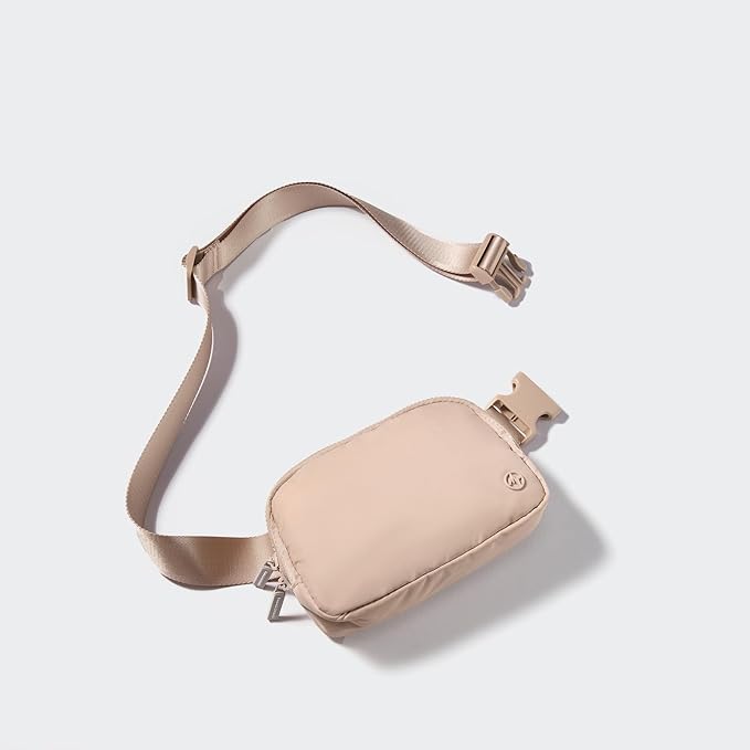 Pander Two Way Zipper Fanny Pack Nylon Everywhere Belt Bag for Women, Water Repellent Waist Packs, Crossbody Bags with Adjustable Strap (Raw Linen).
