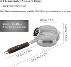Home Coffee Bean Roaster Tool - CAFEMASY Portable Stainless Steel Handy Coffee Roaster Mesh Pan Tool with Thermometer for Home & Outdoor Coffee Beans Baking