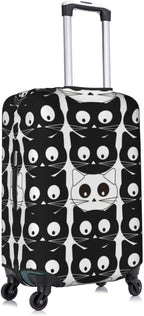 Travel Luggage Cover, Black White Cats Washable Elastic Stretch Anti-scratch Suitcase Sleeve Protector with Concealed Zipper for Wheeled Luggage Fits 25-28 Inch