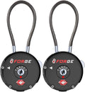 Forge Quality TSA Approved Luggage Locks for Travel Accessories, Suitcase, Pelican case, Ammo Boxes, Set Your own Combination, Zinc Alloy Body-Cable Black 2 Locks