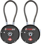Forge Quality TSA Approved Luggage Locks for Travel Accessories, Suitcase, Pelican case, Ammo Boxes, Set Your own Combination, Zinc Alloy Body-Cable Black 2 Locks