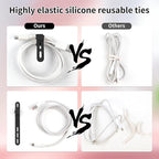 Oligei 25 Pcs Silicone Cable Ties, Cable Ties Reusable, High Elasticity Cord Wraps for Electrical Cords, Cord Organizer for Earphone, Phone Charger(Black)