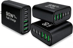 90W GaN USB C Charger Block [3 Pack],6-Port USB C Wall Charger Fast Charging 45W PD Power Adapter for MacBook Air/iPad Pro/iPhone 17Pro Max/Samsung Galaxy S24 Ultra/Tabs for Home Travel