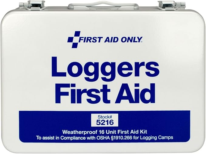 First Aid Only 5216 25-Person Weatherproof Metal Forestry Loggers First Aid Kit, 69 Pieces