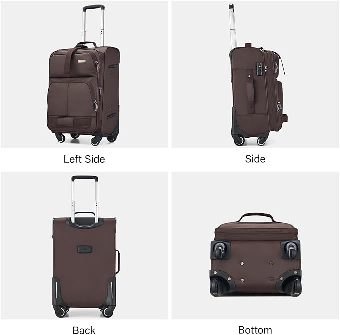 Hanke 28 Inch Softside Expandable Luggage with Spinner Wheels,Check Large Luggage Rolling Suitcase Travel Luggage with TSA Approved,Coffee