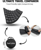 Soundur Travel Cushion Airplane Seat,Inflatable Air Bubble Design with Storage Bag for Car/Office/Kitchen Chairs.42 Air Cells, Adjustable Firmness, Non-Slip Bottom