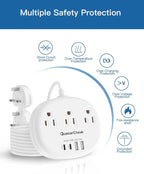 UK Ireland Travel Plug Adapter, US to UK Plug Adapter, Type G Travel Adapter with 3 Outlets 4 USB(2 USB C), 5FT Extension Cord, for US to Scotland London England British Irish Dubai Kenya Hong Kong
