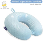 Travel Neck Pillow Memory Foam Pillow Support Pillow U Shape Compact & Lightweight Neck Pillow for Sleeping Travel for Plane, Car, Home, Office Camping Light Blue