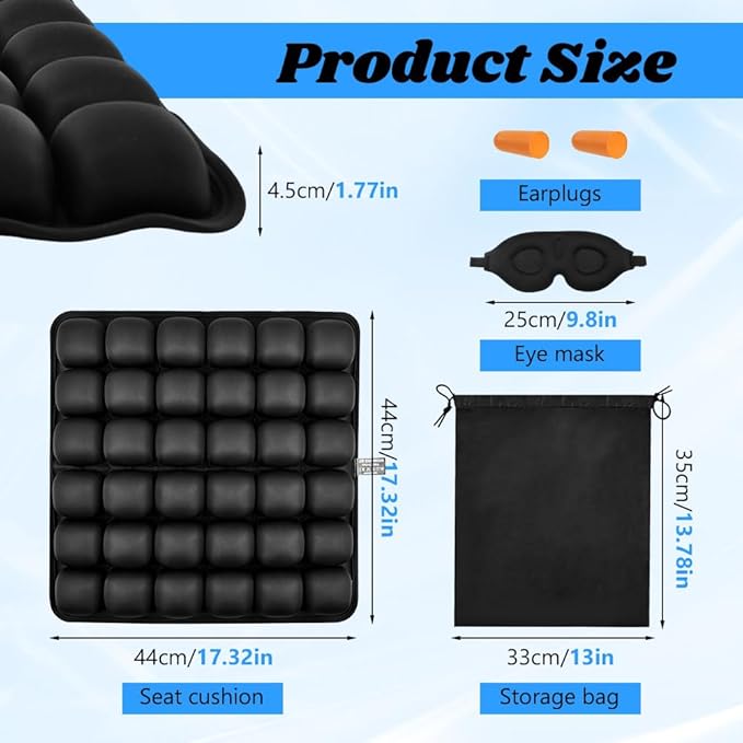 Travel Cushion Airplane Seat,Airplane Seat Cushion for Long Flight,3D Air Cell Seat Cushion,Press Type air Inflatable Wheelchair Seats Cushions for Car,Office Chair,Stadium