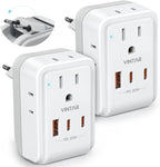 2 Pack European Travel Plug Adapter, VINTAR PD 20W Foldable Type C Adapter with 4 AC Outlets 3 USB Ports(2 USB C), Travel Essentials Charger for US to Most of Europe EU Italy Spain France