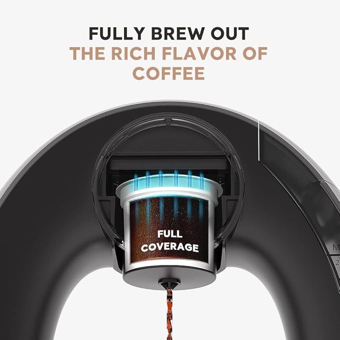 Pod and Grounds Single-Serve Coffee Maker, 2 in 1 One Cup Coffee Machine Compatible with K-Cup Pod & Coffee Grounds/Tea, Compact Design, 4-8oz, Grey
