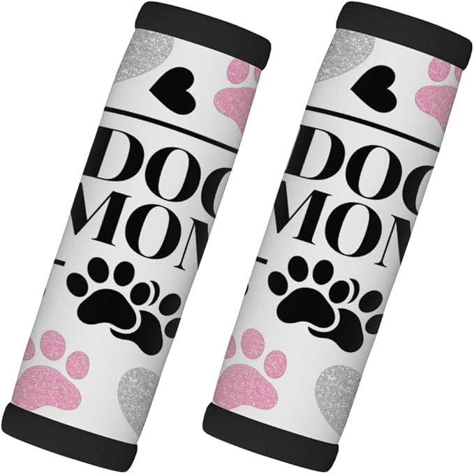 2 Pack Luggage Handle Wrap with Travel Tags - Non-Slip Protective Cover Soft Handle Grips Covers for Suitcase(Dogs Mom Paws)