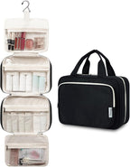 Narwey Travel Toiletry Bag for Women Large Hanging Makeup Bag Organizer Toiletries Bag for Full Size Essentials Accessories Cosmetics (Black (Large))