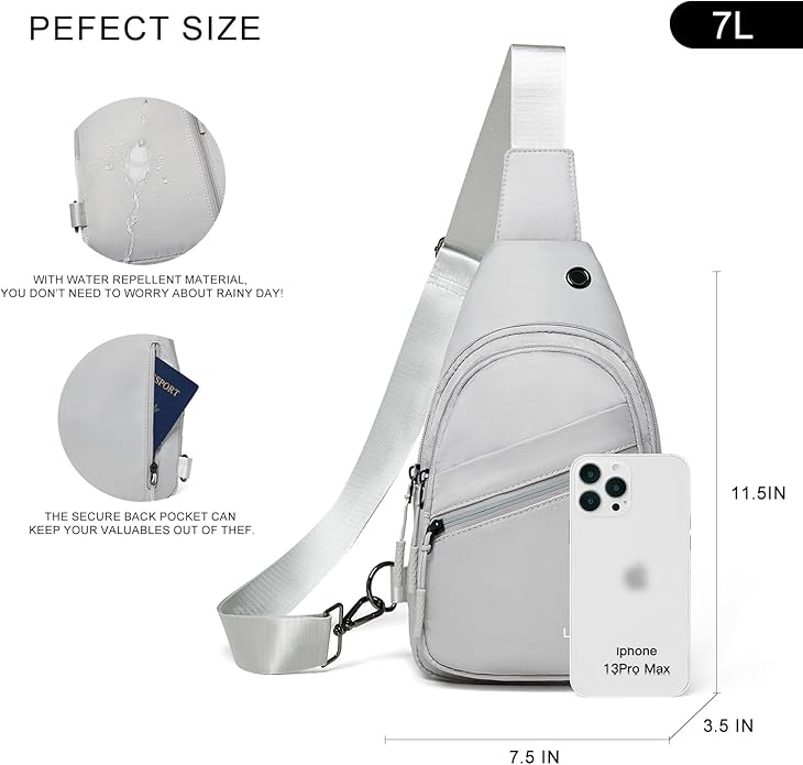 LATMAP Sling Bag For Women Faux Leather Small Casual Daypack Backpack Fanny Pack Crossbody Chest Bags Purse