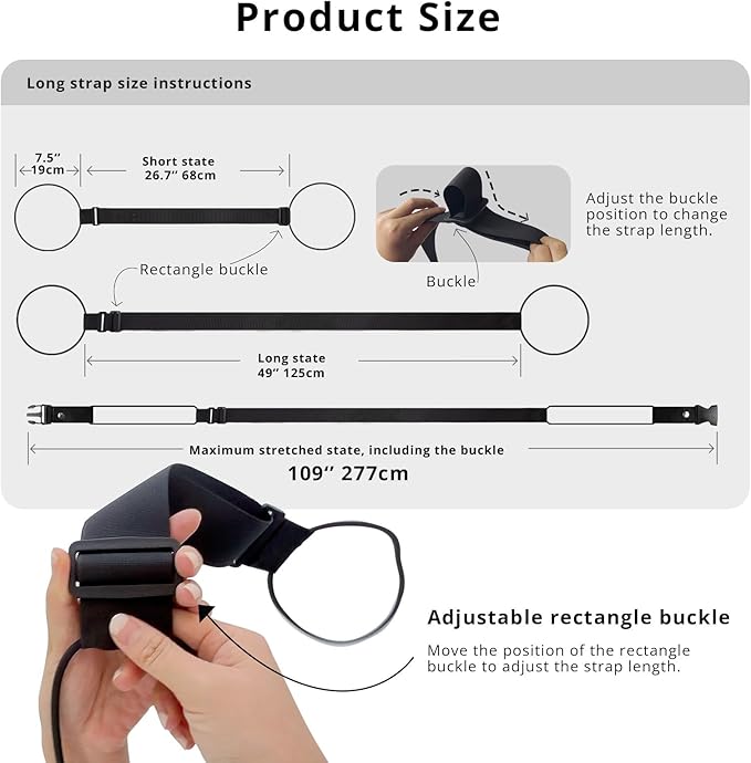 Luggage Straps 3 PCS for Suitcases TSA Approved 2 Short & 1 Long Adjustable Straps with Elastic Thick Rope for Connecting Suitcases and Bags Stably with a Strap Buckle and a Bottle Clip, Black