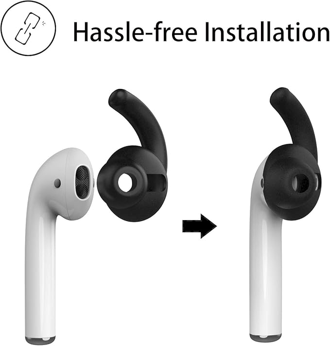 Anti-Slip Earhooks Soft Silicone Skin Compatible with Apple Headphone 2 & 1 Lightweight Sound Quality Enhancement for Headphones Outdoor Activities in-Ear EarHook 2 Pairs White & Black