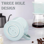 Pour Over Coffee Dripper, Ceramic Pour Over Coffee Maker with 3 Holes Flat Bottom, Easy Manual Brew Maker, Porcelain Slow Filter Cone for Travel, Camping, Office, Home, Green