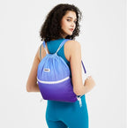 WANDF Drawstring Backpack Sports Gym Bag with Shoulder Pads Water Resistant String Cinch Bag for Women Men (Blue Gradient)