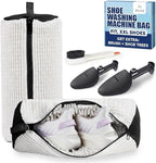 Shoe Washing Machine Bag – 2 Pcs Reusable Laundry Shoe Bag, 360° Deep Cleaning Sneaker Washing Bag, Durable Mesh Net with Zipper Protection, Fits All Shoe Types & Sizes (White, 14.8 × 7.4 Inches)