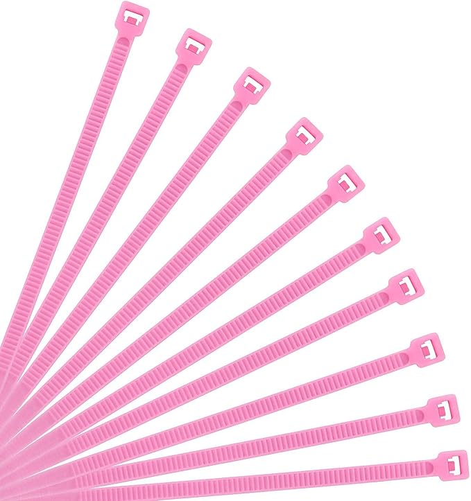 XINGO 8 Inch Pink Cable Zip Ties (500 Pack), 40 Lbs Tensile Strength-Heavy Duty, Self-Locking Nylon Plastic Nylon Wire Ties for indoor and outdoor use