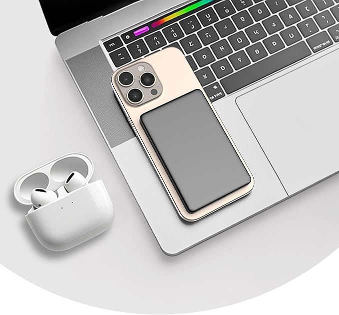 JUOVI Magnetic Wireless Power Bank Ultra-Slim 5000mAh Portable Charger 20W PD Fast Charging Mini Battery Pack with USB-C Cable Compatible for Magsafe Airpods i-Watch iPhone 16 15 14 Series (Black)