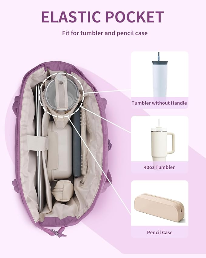 Wandering Nature Puffer Tote Bag with Cup Holder & Laptop Compartment & Trolley Sleeve for Travel, Work, Nurse, Women