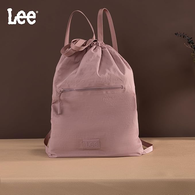 Lee Drawstring Backpack Bag Lightweight Small Gym Swim Beach Bag Water Resistant Sports Sackpack for Men Women, LEE48-002DPK