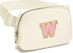 Gitus Personalized Gifts Birthday Gifts for Girls Fanny Pack Cross Body Bags with Initial Letter Preppy Stuff Gifts for Her Girlfriend Wife Sister Friends Mom (Ivory-W)