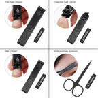 ZIZZON Travel Mini Manicure set Nail Clipper set 10 in 1 Stainless Steel Pedicure Care Grooming kit with Case(Black/Yellow)