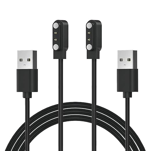 [2-Pack] Compatible with BIGGERFIVE Brave 2 Smartwatch Charger, Magnetic USB Charging Cable for BW02&BW01 (not for Vigor 2L) (Black&Black)