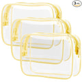 PACKISM Clear Toiletry Bag - 3 Pack TSA Approved Toiletry Bag Quart Size Bag, Travel Makeup Cosmetic Bag for Women Men, Carry on Airport Airline Compliant Bag, Yellow
