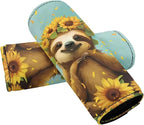 BIGCARJOB Sunflower Sloth Print Luggage Handle Wraps Set for Suitcase,2 Pieces Door Handle Protection Sleeve Covers Car Grab Handle Wraps Luggage Handle Tags Travel Accessories