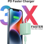 iPhone 17 16 15 Charger Fast Charging 3+3Pack 20W USB C Wall Charger with 6FT Fast Charging Cable Compatible with iPhone 17/17 Air/17 Pro/17 Pro Max/iPhone 16/15 Series, iPad Pro/AirPods -Green