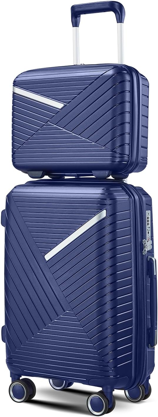 Hard Shell Luggage Sets 4 Piece with 360 Spinner Wheels,Lightweight Suitcase Set with TSA Lock,Travel Luggage Set with Telescoping Handle,Light and Strong,Easy to Clean (Navy Blue 2)