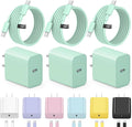 iPhone 17 16 15 Charger Fast Charging 3+3Pack Type C Charger USB C Chargers Block with 10FT Cable for iPhone Air/17/17 Plus/17 Pro/17 Pro Max/16/16 Plus/16 Pro/16 Pro Max/15/15 Pro Max(Green)