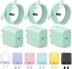 iPhone 17 16 15 Charger Fast Charging 3+3Pack Type C Charger USB C Chargers Block with 10FT Cable for iPhone Air/17/17 Plus/17 Pro/17 Pro Max/16/16 Plus/16 Pro/16 Pro Max/15/15 Pro Max(Green)