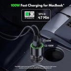 [Esoulk] 145W Fast USB C Car Charger, Dual PD Car Charger Adapter with 100W + 45W Ports, Cigarette Lighter USB Charger for iPhone, Samsung, Laptop