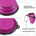 Kytely Large Collapsible Dog Bowls 2 Pack, 34oz Foldable Dog Travel Bowl, Portable Pet Water Food Bowl with Clasp, Pet Cat Feeding Cup Dish for Traveling, Walking, Hiking (Green+Purple)