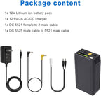 Talentcell 12V Lithium ion Battery Pack, 11.1V/9000mAh 99.9Wh Portable Power Bank, DC 12/9V and 5V USB Multiple Output for LED Light Strip, CCTV Camera, Heated Jacket, Mobile, Spectra Pump, and More