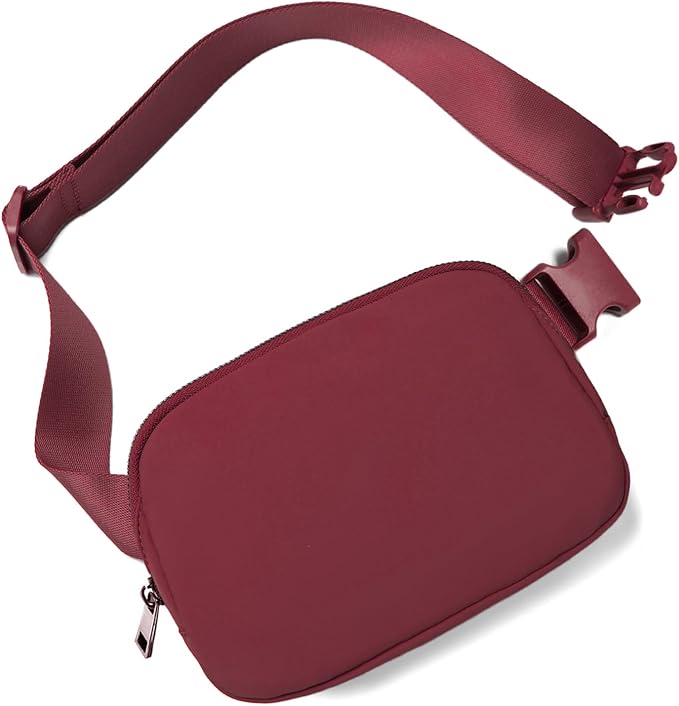 Belt Bag Fanny Pack Crossbody Bags for Women Fashion Waist Packs with Adjustable Strap Gifts for Women Men Teen Girls (Wine)