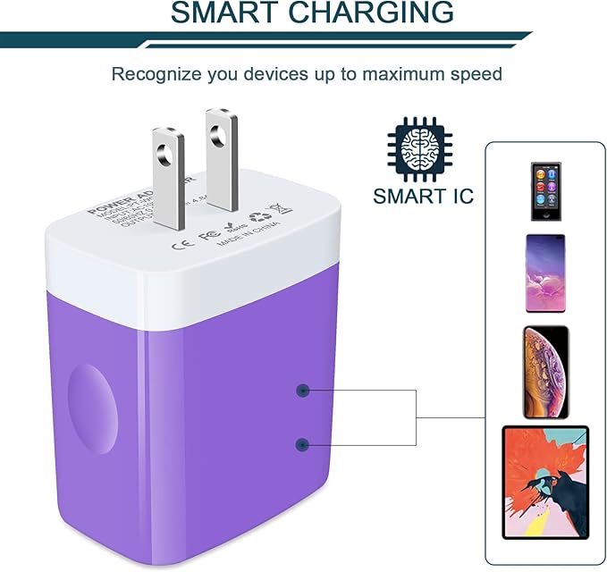 USB Wall Charger, Charging Block, AILKIN 2-Pack 4.8A/5V 4 Port USB Plug Power Travel Brick Adapter for iPhone, iPad, Samsung Galaxy, Moto, Kindle Fire, Headphones, Doorbell Android Phone Box Cube