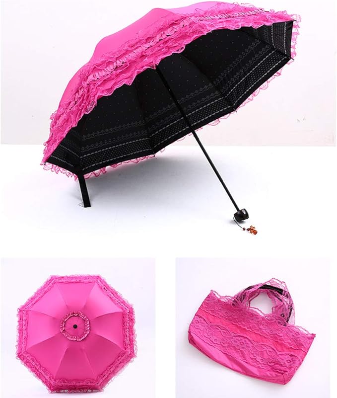 WANLIAN Folding umbrella Travel Umbrella Folding UV Resistance Lace Parasol Umbrella Sun Umbrella For Women Girls sunshades with lace decoration