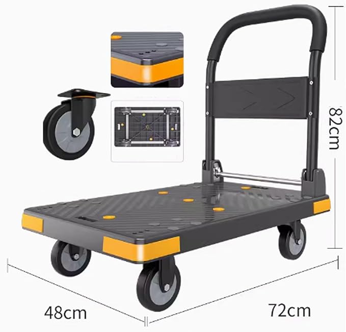 Foldable Hand Truck, Platform Cart, Flatbed Trolley with Swivel Wheels, Moving Cart for Office Use, Portable Utili n