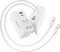 SUPERONE Retractable iPhone Charger, 4-Port USB C Charger Block, iPhone Chargers Fast Charging with Dual USB C Cable, Wall Chargers for iPhones 17/16/15/14/13/12/11 Series, Pad, Samsung, Pixel