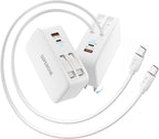 SUPERONE Retractable iPhone Charger, 4-Port USB C Charger Block, iPhone Chargers Fast Charging with Dual USB C Cable, Wall Chargers for iPhones 17/16/15/14/13/12/11 Series, Pad, Samsung, Pixel