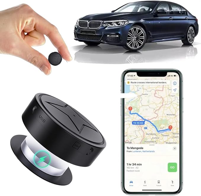 GPS Tracker for Vehicles, Strong Magnetic Car Vehicle Tracking Anti-Lost, No Monthly Fee, No Subscription, Multi-Function GPS Mini Locator with Free App (PG12-18)