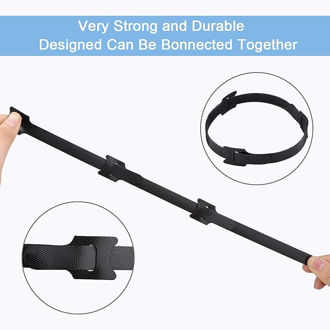 Nettbe Reusable Cable Ties, 60 PCS 8 Inches Adjustable Cord Straps Wire Organizer Cord Wrap and Hook Loop Cable Management